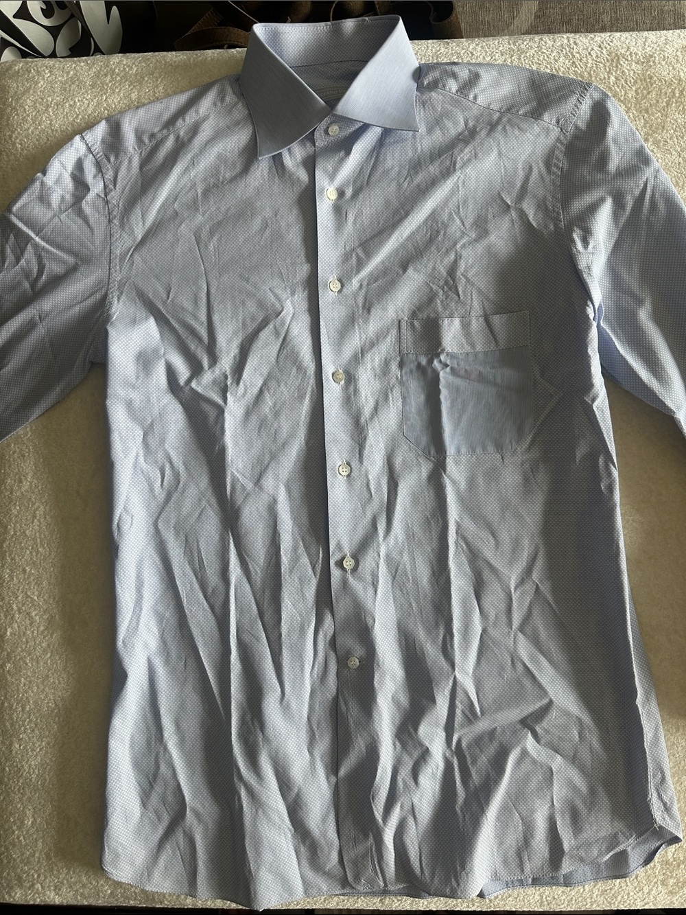 Stefano Ricci Light Blue Micro-Pattern Dress Shirt